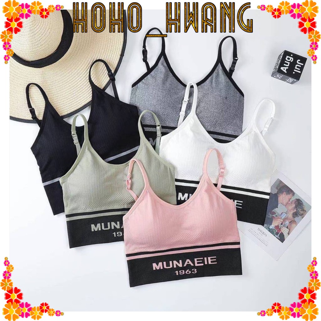 HOHO_HWANG (B-23) SPORT BRA MUNAFIE GYM BRA OLAHRAGA PUSH UP WANITA TANPA KAWAT ELASTIS SEXY IMPORT