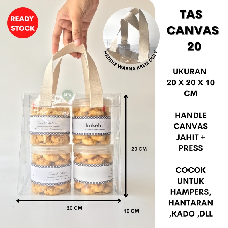 Tas hampers canvas handle mika 20 x 10 x 20  ready stock goodie bag ulang tahun birthday