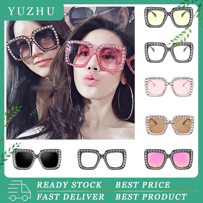 【Bayar di tempat】kacamata sunglasses wanita fashion Diamond  bingkai Kacamata Hitam