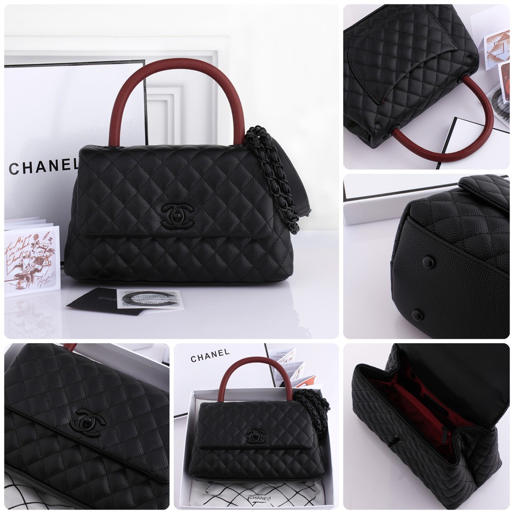 RESTOCK  Chanel Coco M4078 / (#9011-1) Handle Caviar So Black Bag Include Box