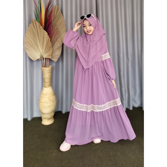 Set gamis anak ceruty RENDA full furing