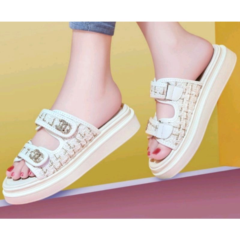 {COD/BAYAR DITEMPAT} Sandal DIVI Fashion Import/Sandal Wedges Kasual 2 Strap Fashion Import Premium