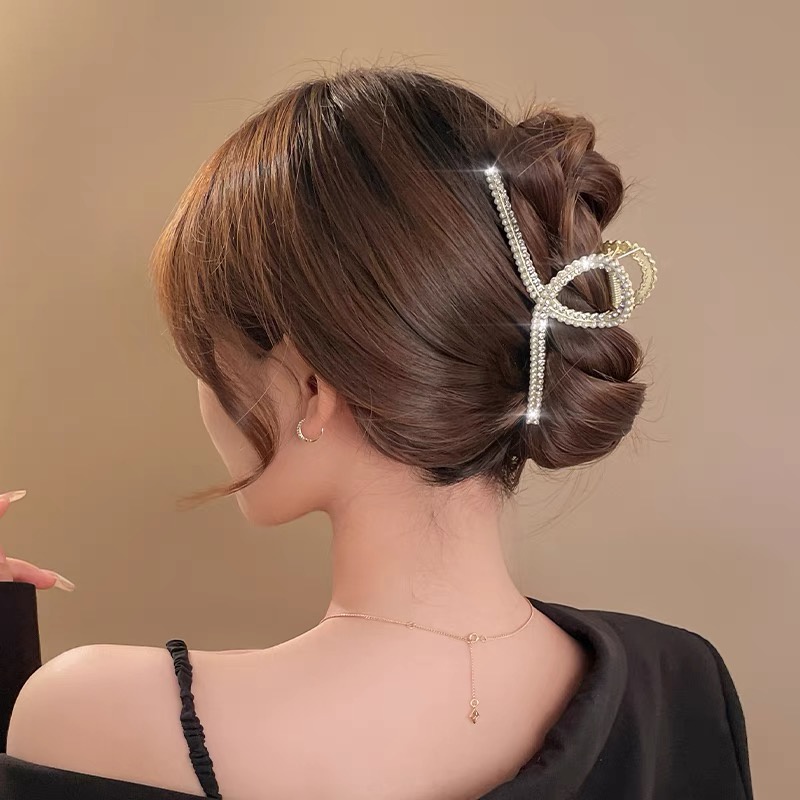 Jepit Rambut Model Ekor Ikan / Bunga / Kupu-Kupu Aksen Kristal / Mutiara Untuk Aksesoris Wanita