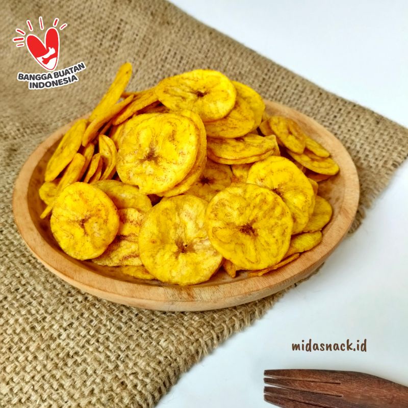 

Keripik pisang tanduk bulat 500gr cocok dijual kembali makanan ringan manis olahan pisang kekinian