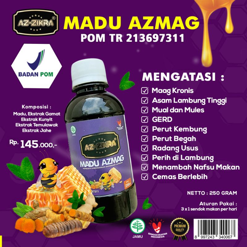 AZZIKRA MADU AZMAG ASLI / MENGATASAI ASAM LAMBUNG / MADU MAG / MADU GERD