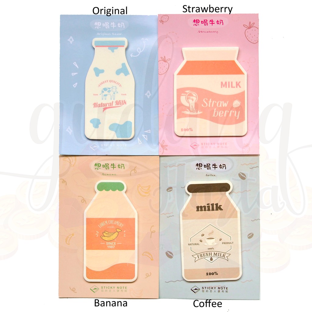 

Sticky Notes Susu Milk Series Coffee Strawberry Banana Memo Lucu Unik GH 301137