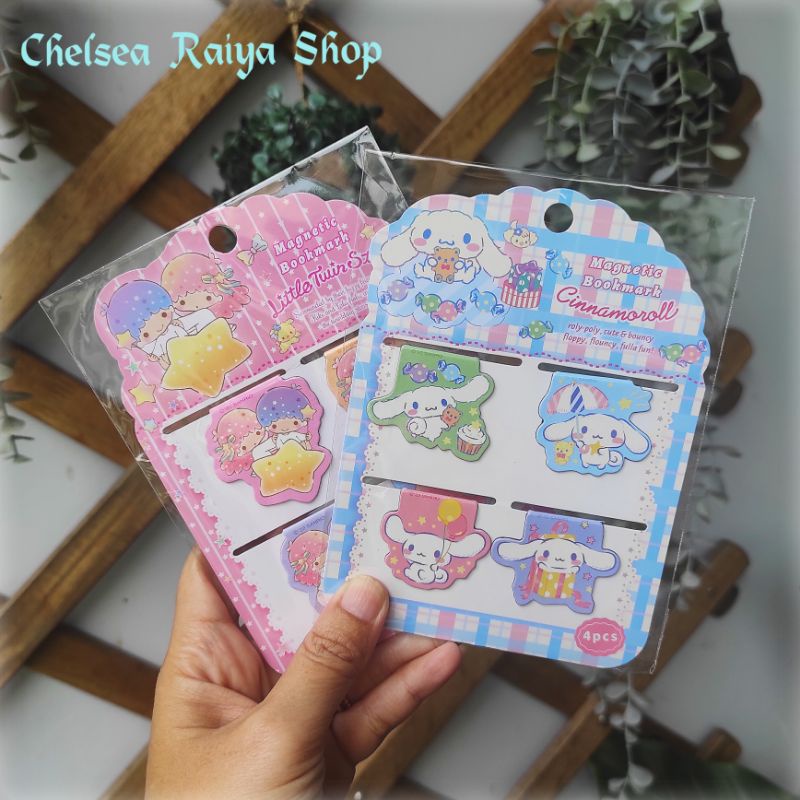 

Sanrio Magnetic Bookmark Cinnamoroll Little Twins Star 4x8cm 4pcs Pembatas Buku Magnet Cinamorol Kawaii