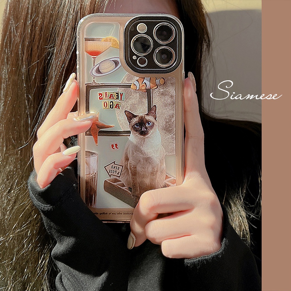 Soft Case Silikon Motif Kartun Kucing Coklat Untuk Iphone 14 7 8 Se 2020 7 + 8PLUS XS XR 11 12 Mini 13 PRO MAX