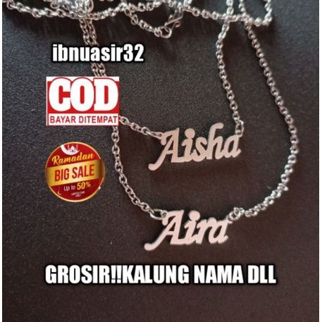 Kalung nama  anti karat  silver free reques nama hasil rapih