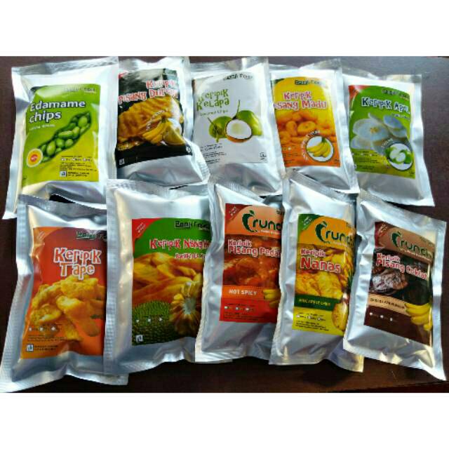 

MAKANAN RINGAN, CAMILAN, KERUPUK ,Keripik Buah & Sayur Kualitas Ekspor | Kemasan 65-90gr Nangka, Apel, Salak, Mangga, Pisang Durian, Tape