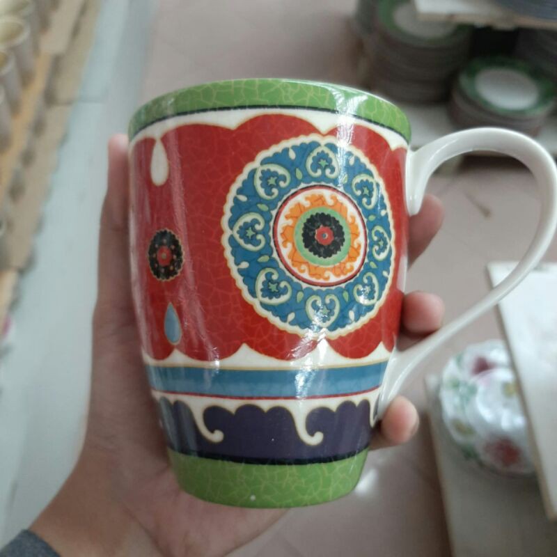 MAROCO MUG GELAS KERAMIK SANGO MOTIF CANTIK MAROKO MAROCCO ARAB TIMUR TENGAH HIAS LEBARAN DEKOR