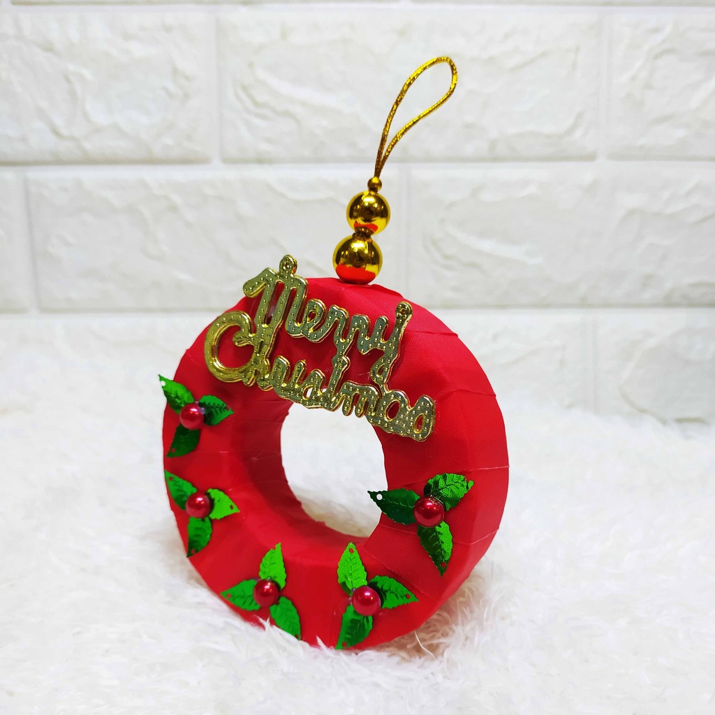 (diameter 8 cm) Cuttie Little Wreath - Gantungan Dekorasi Pohon Natal