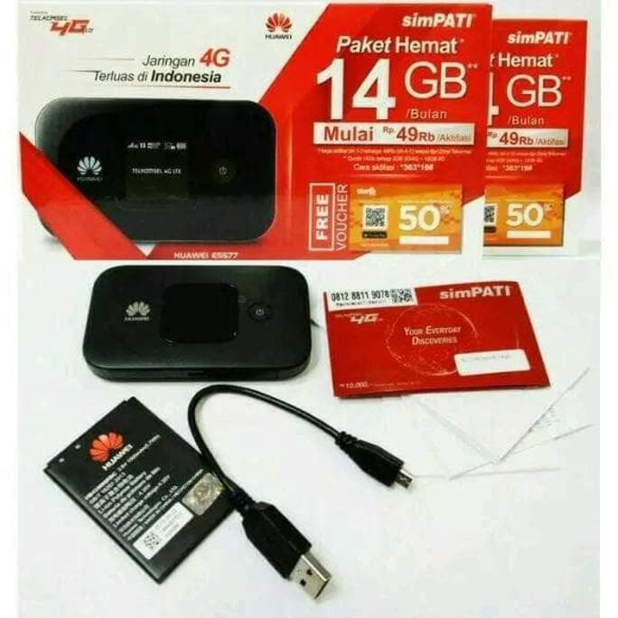 modem wifi/mifi huawei e5577 free telkomsel simpati 14GB unlock 3G 4G