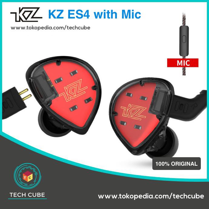 KZ ES4 In-ear Earphone - Hybrid Driver, 3.5 mm Jack, Warna Cyan, Hitam, dan Hijau