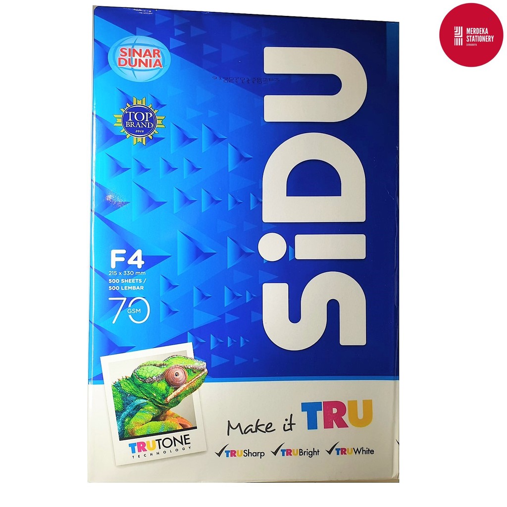 

Kertas HVS F4 Sinar Dunia/Sidu 70 gsm/gram TruTone 500 sheet/lembar