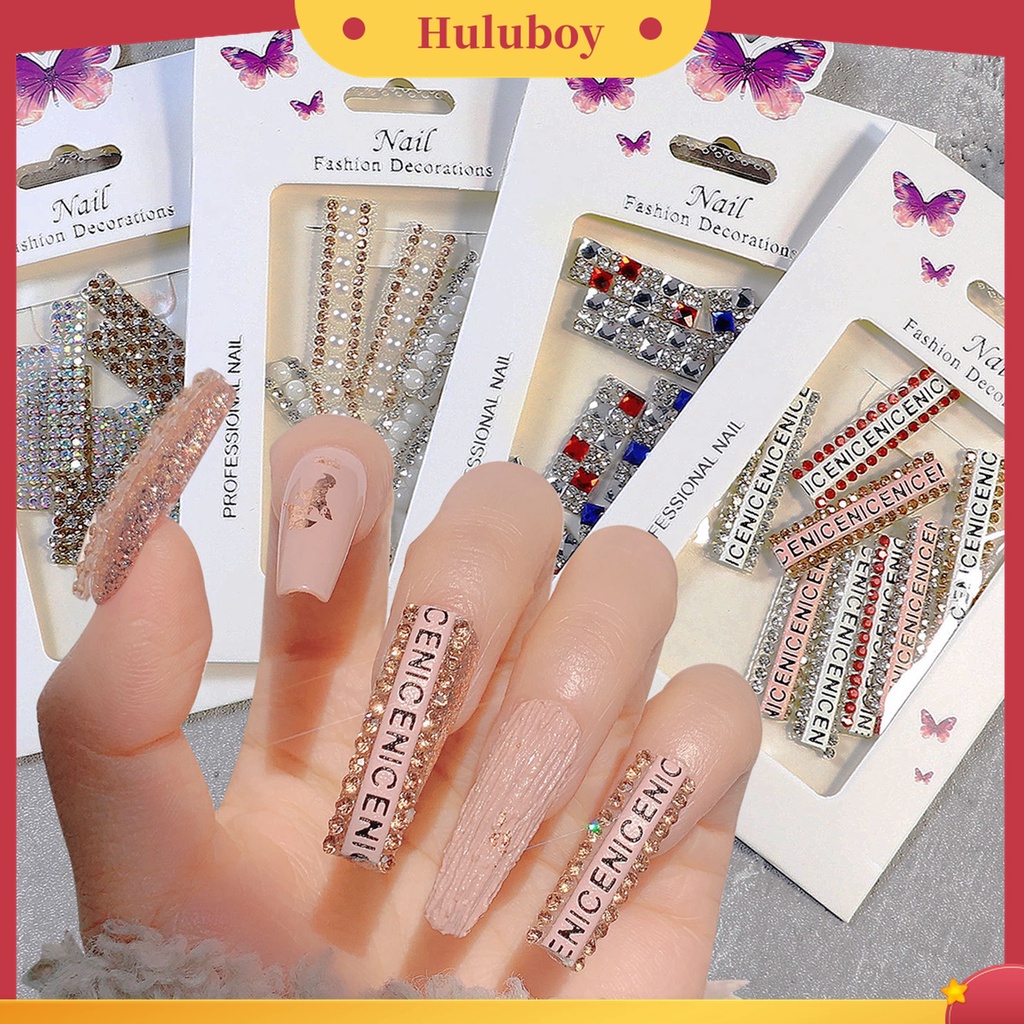Huluboy Huluboy♡ 1 Set Tape Perekat Kuku 3D Tahan Lama Untuk Wanita