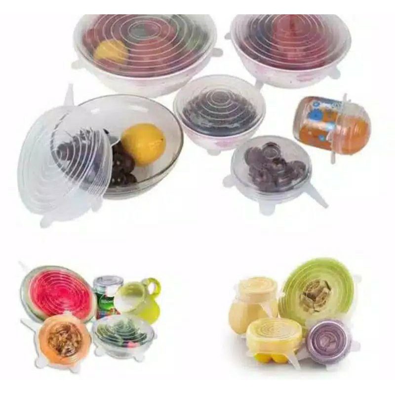 Karet Penutup Makanan buah buah silicon 6 in 1 Stretch Bowl Cover Lid Silicone Food Cover +