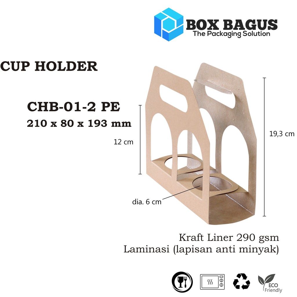 BOX DUS CUP HOLDER PAPER BAG GELAS KOPI TEH 21x80x19,4 cm KRAFT 290 gsm