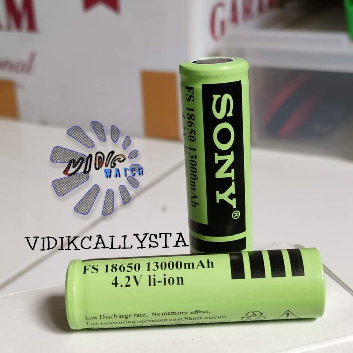 BATERAI BATTERY BATREI SONY18650 RECHARGEABLE 13000mAh 4.2V HIJAU