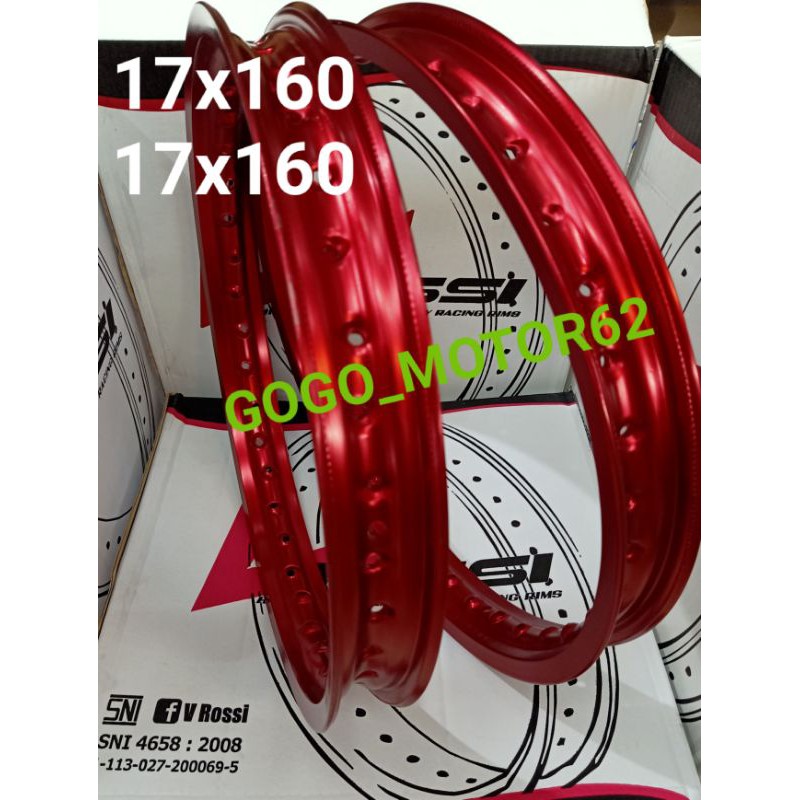 Velg Pelak Pelek Jari-Jari Jeruji V-Rossi Ring 17 Lebar 160 & 160 Red Merah Sepasang