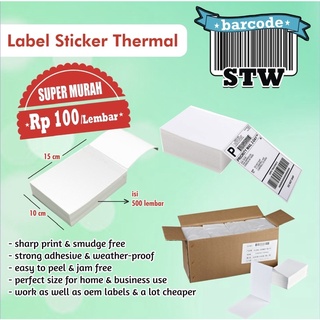 Label Sticker Thermal 100 x 150 Isi 500pcs (Roll dan Lembaran) Termurah