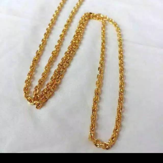 Kalung Nori ukir titanium lapis mas uk 45cm-50cm