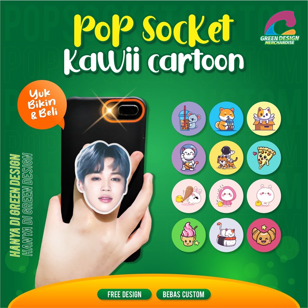 Popsocket Kawaii Cartoon Popsocket Popsocket Murah phone holder pop socket bts Popsocket Handpone  pop socket bts Popsocket Aksesoris HP Gambar Costum Wajah