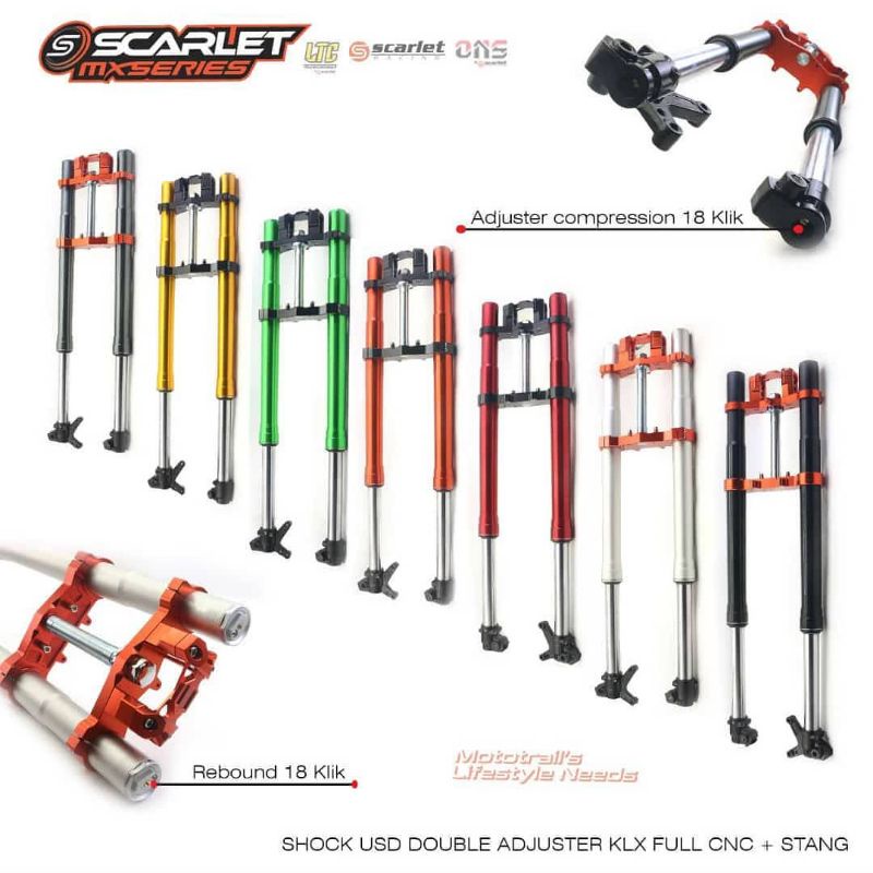 Upsidedown ful cnc scarlet klx 150 bf dtracker USD stang fatbar twinwal klx  ADJUSTER klik SCARLET