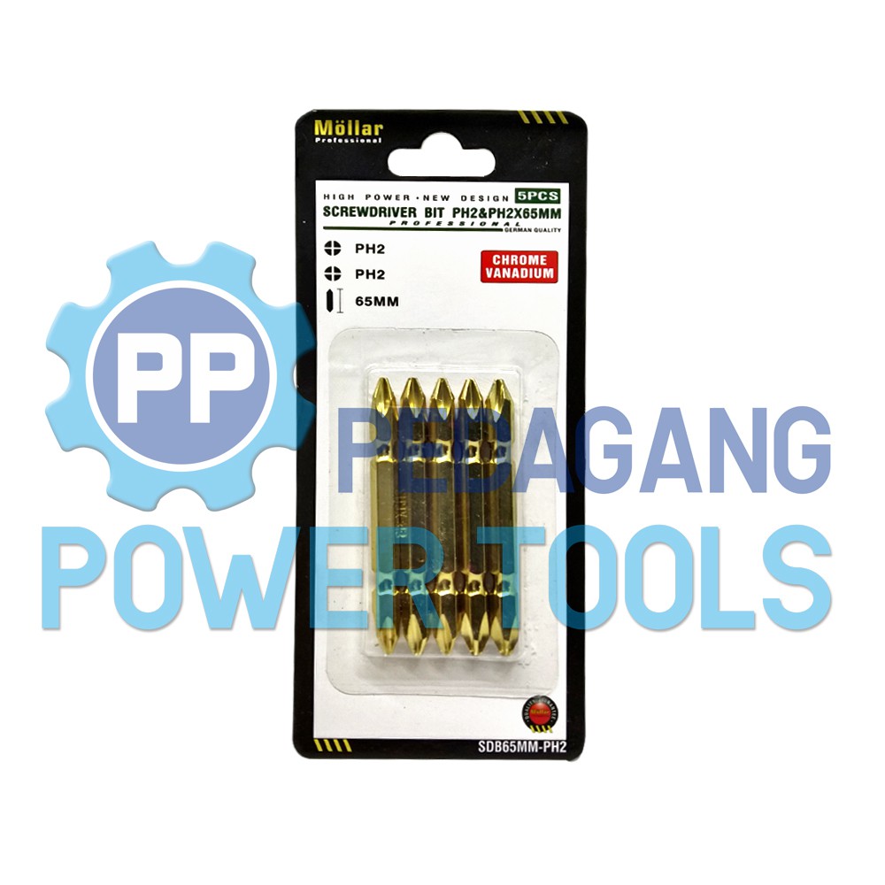 MOLLAR MATA BOR OBENG PLUS PLUS PH 2 GOLD 1 SET ISI 5 PCS SDB 65MM-PH2