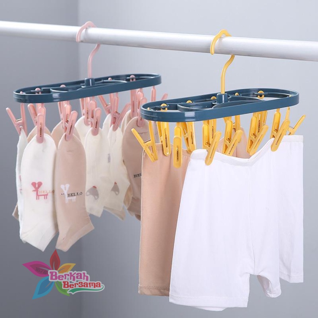 RT52 gantungan hanger hook jepit jepitan jemuran jemur baju kaos kaki jepit 12 klip BB6115