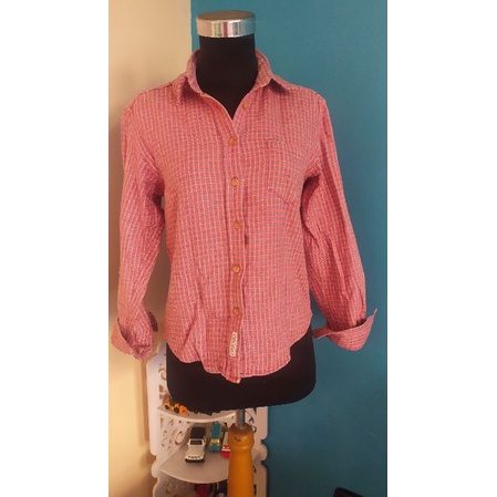 Kemeja Flannel Kemeja Kotak Wanita Kemeja Baby Pink Narcissus Preloved