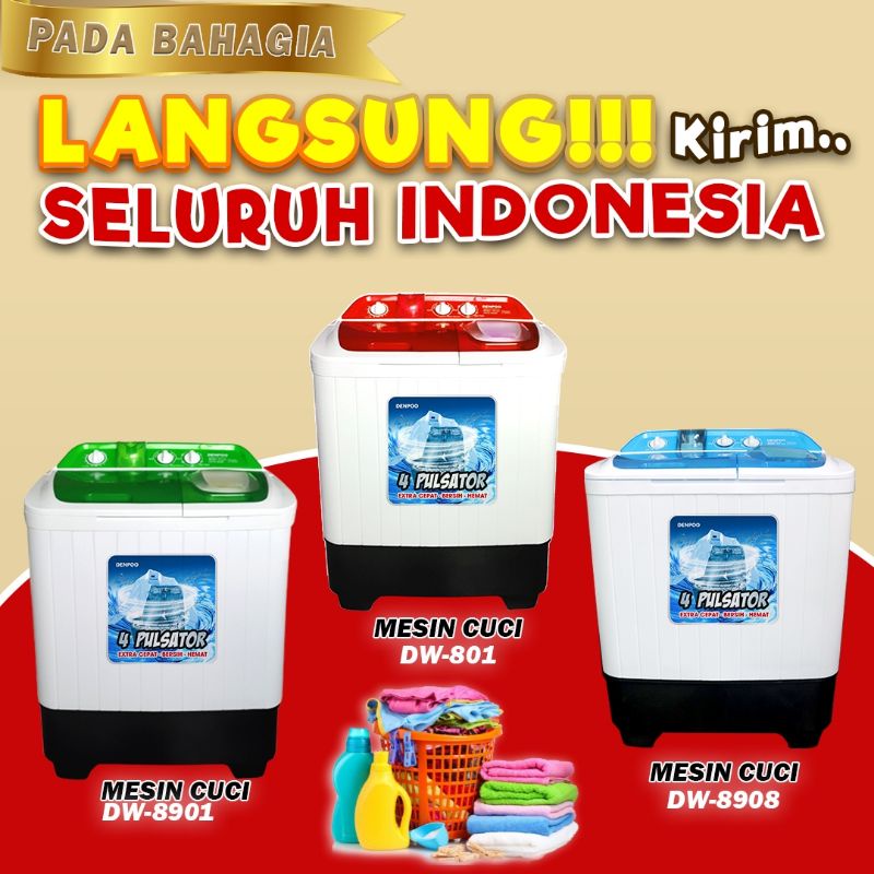 KIRIM KE SELURUH INDONESIA PROMO MESIN CUCI DENPOO 8 KG