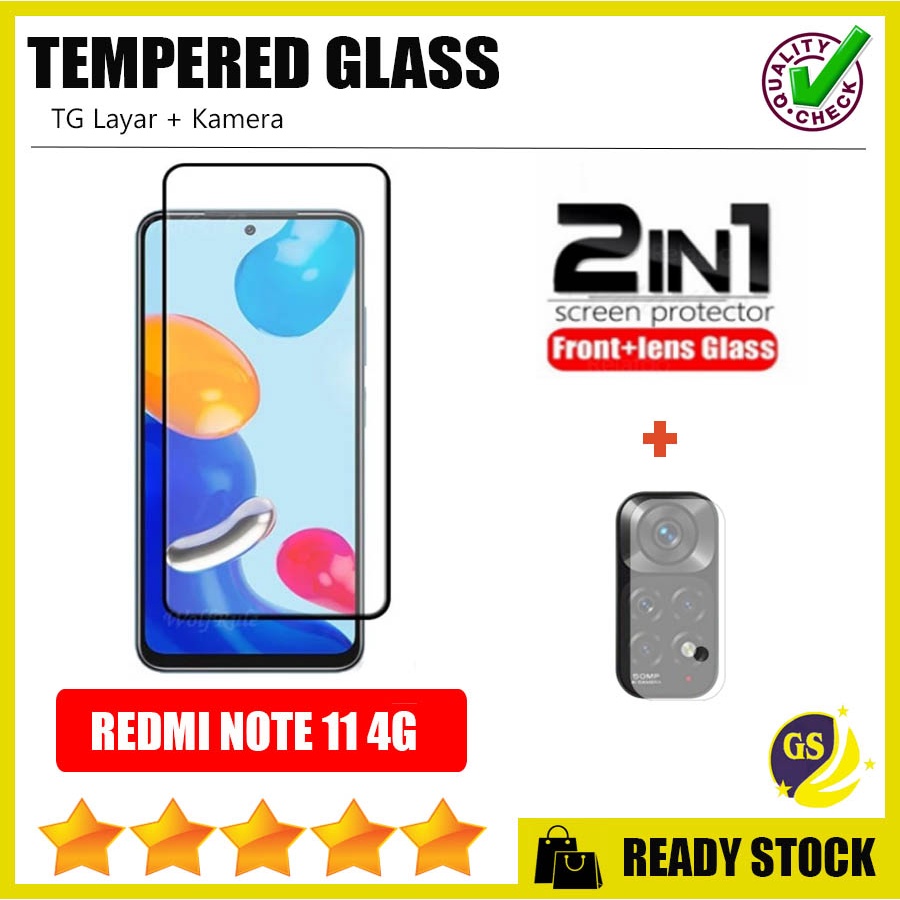 Tg Tempered Glass Xiaomi Redmi Note 11 4G / Redmi Note 11 Pro 2022 Full Cover + Anti Gores Kamera Full Cover Layar