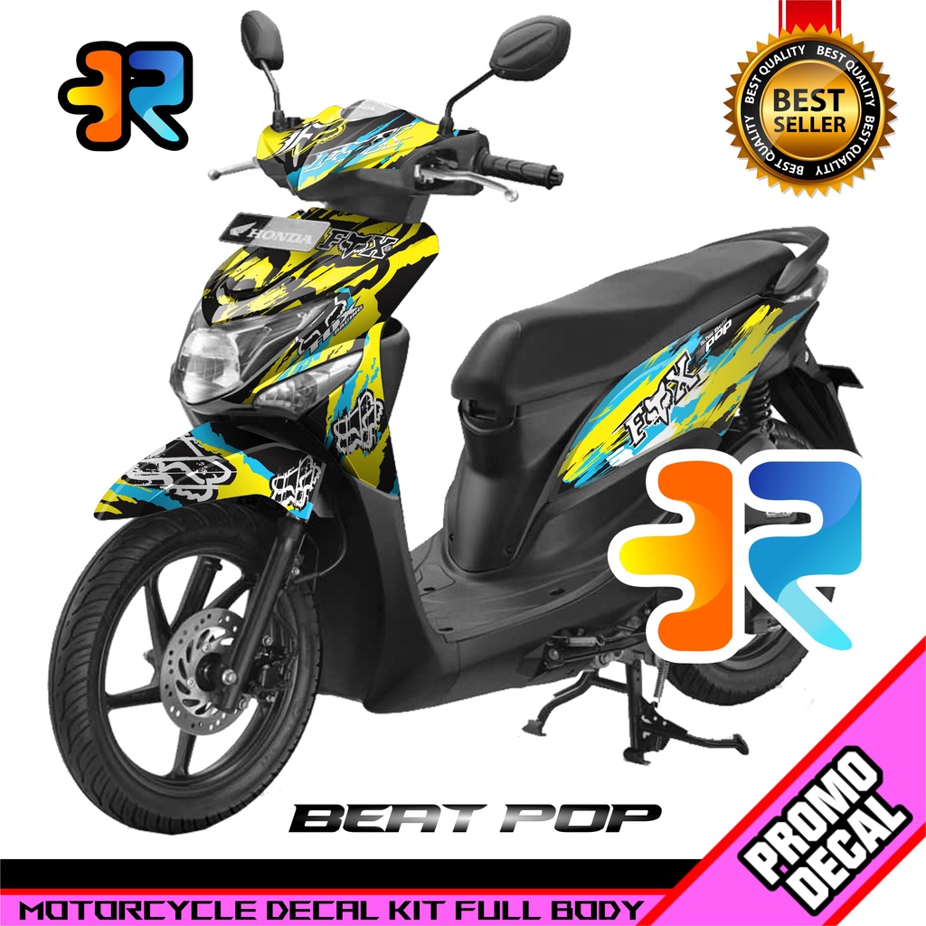 Decal Motor Beat Pop Desain Fox Racing Sticker Decal Full Body