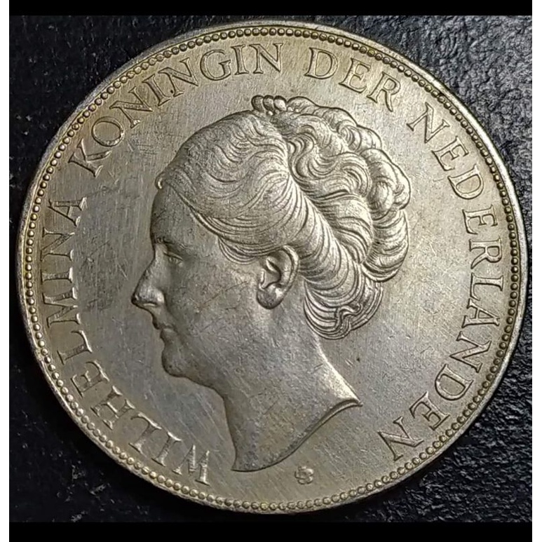 2,5 gulden 1932 WILHELMINA koin perak ,Kondisi : Detail