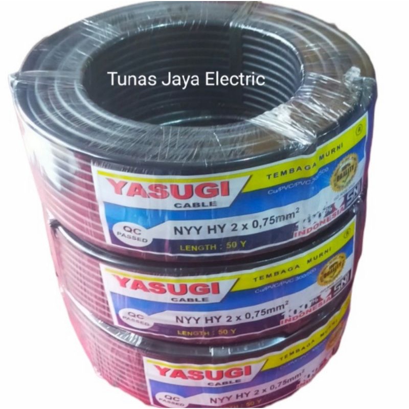 Kabel Serabut NYMHY / NYYHY 2x0,75mm @50Y Tembaga Murni YASUGI Standar SNI