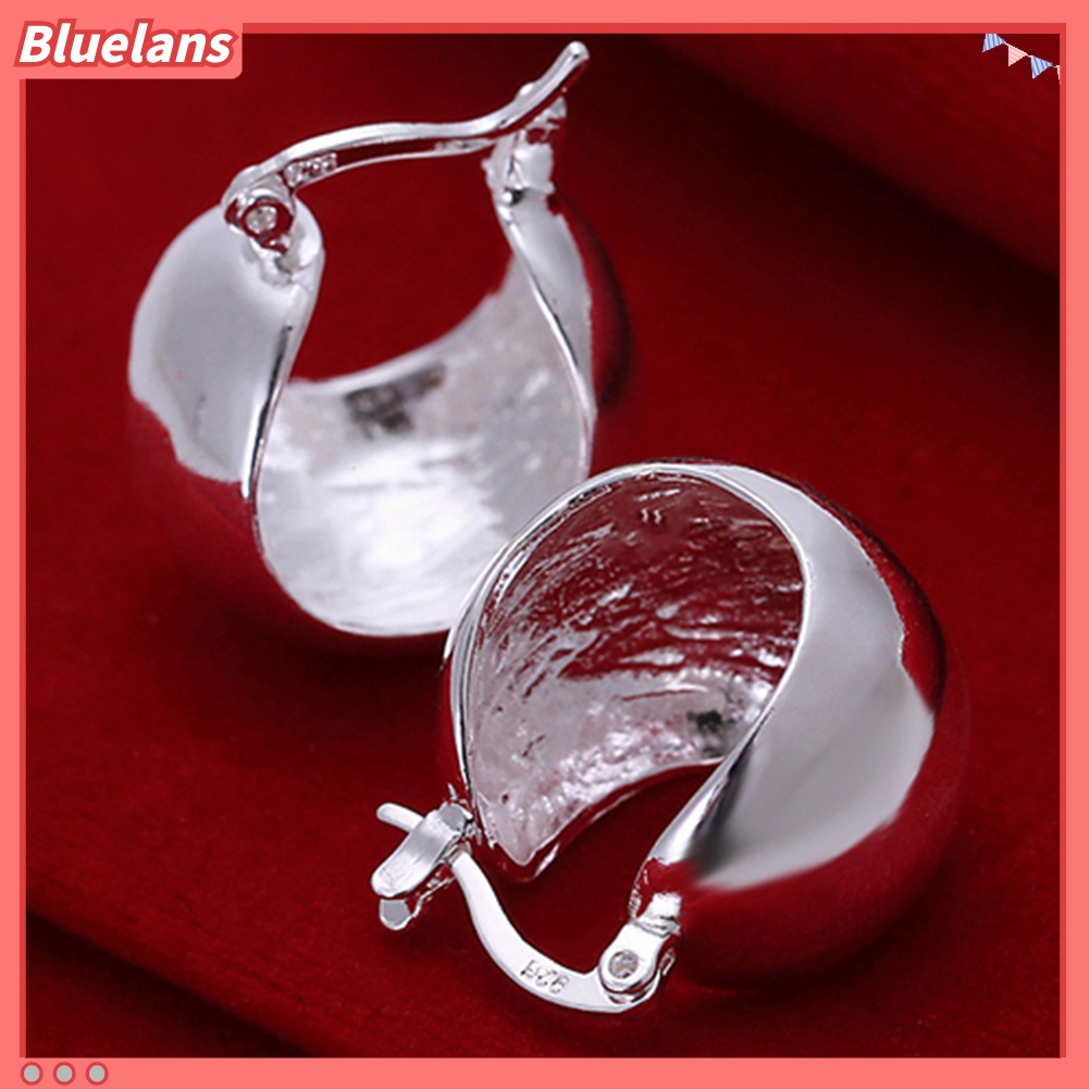 Bluelans Anting Hoop Lapis Silver Untuk Wanita