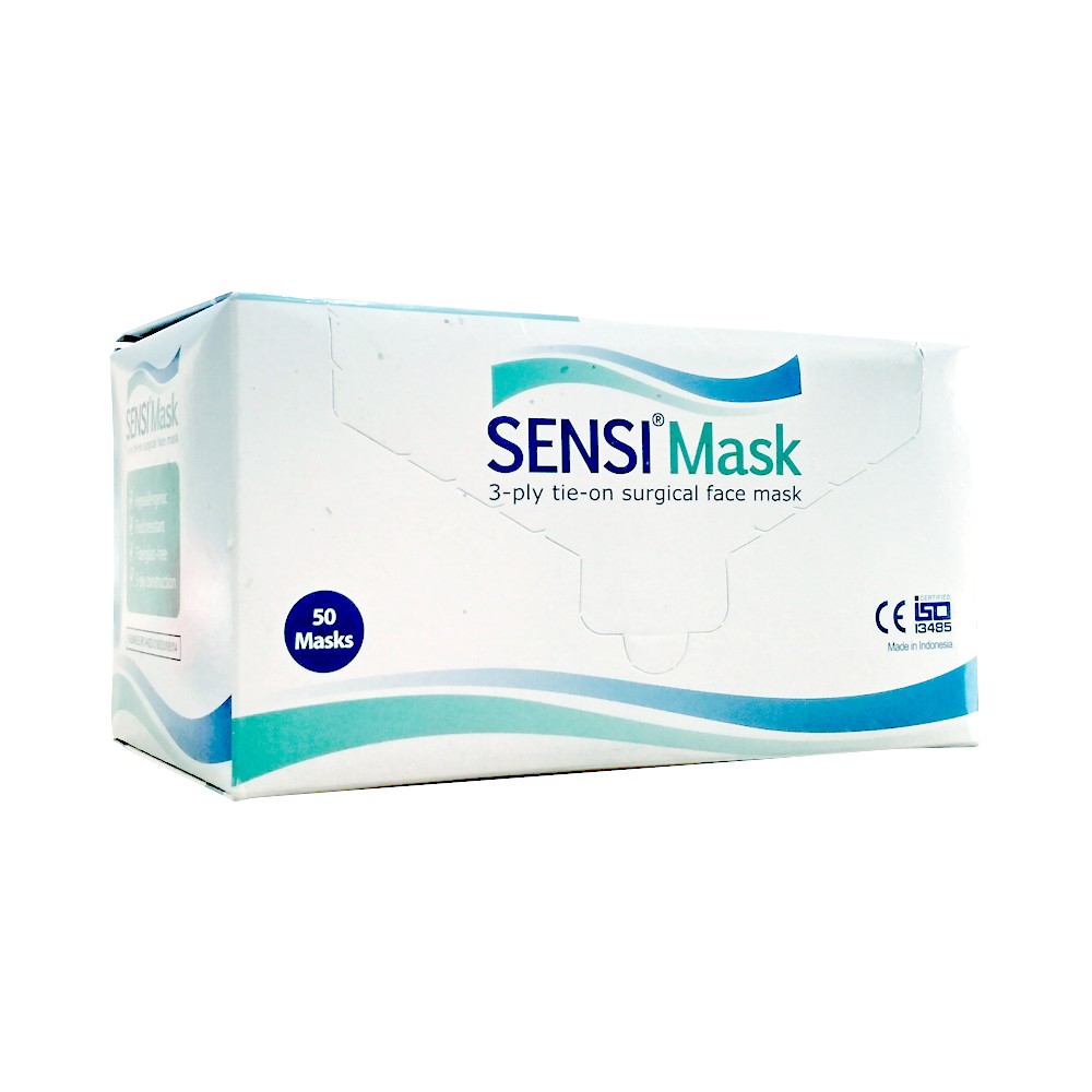 Masker Sensi 3 Ply Earloop Original isi 50Pcs / 3Ply Earloop Surgical Face Mask / Masker Merek SENSI