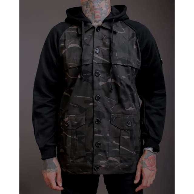 BGSR Jaket Semi Parka Hoodie Camo/Loreng/Army - Jaket Pria - Semi Parka Pria