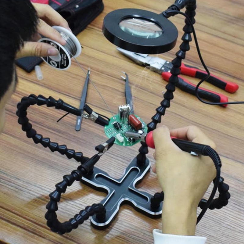 Zzz Stasiun Las Dengan 4 Lengan + Kaca Pembesar LED X3 PCB