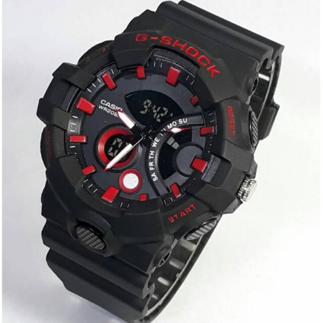 Jam tangan pria G Shock GA720 black list merah double time