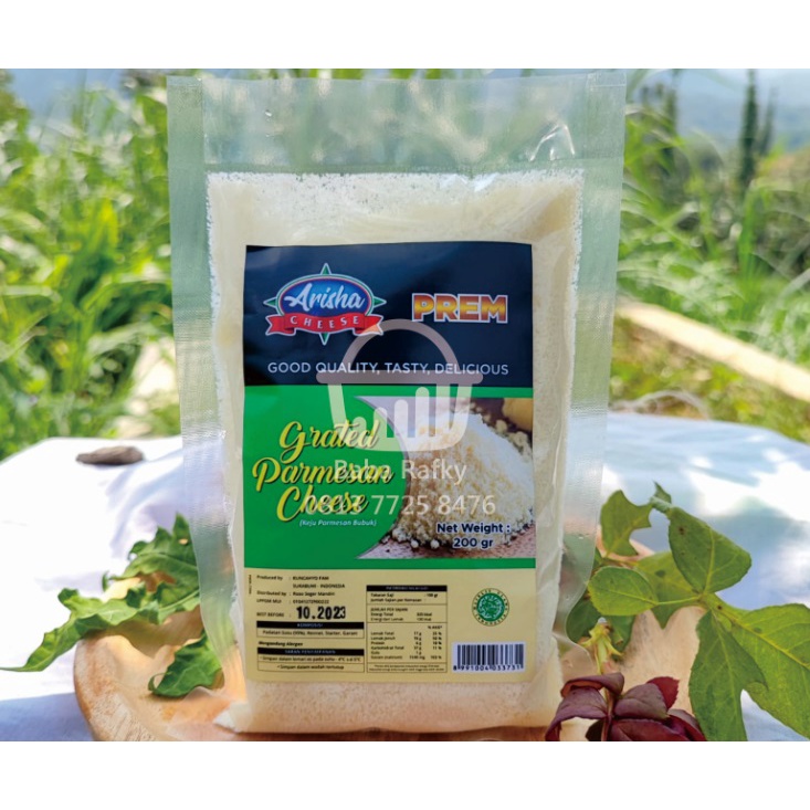 

Arisha Cheese Keju Parmesan Keju Bubuk Keju Parut Grated Parmesan Cheese Prem 200 gram