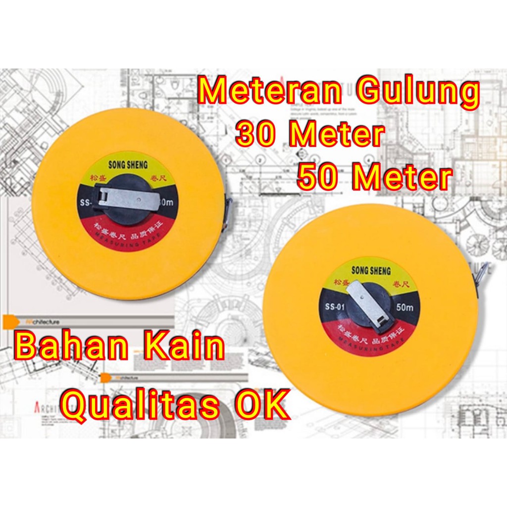 Meteran Gulungan / Meteran Bulat / Measuring Tape - 30M 50M / Pengukur