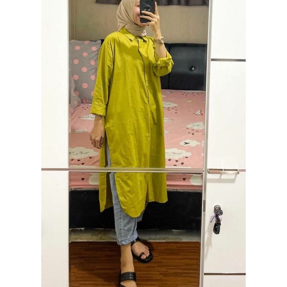 ZIYA LONG TUNIK KATUN RAYON PREMIUM / TUNIK POLOS / ATASAN BAJU MUSLIM KEKINIAN / TUNIC KATUN / OUTF