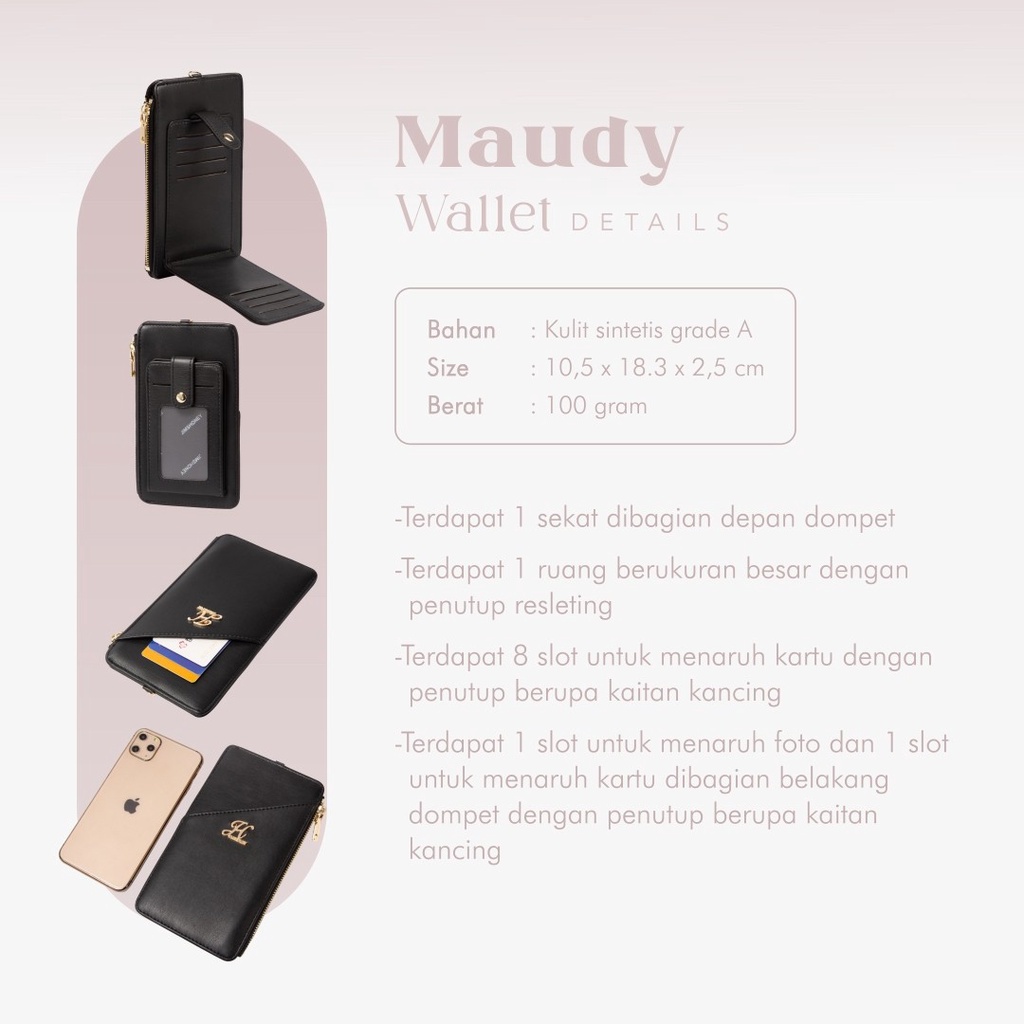 MAUDY Wallet Jims Honey Dompet  Panjang Wanita Kartu Original Muat Banyak Trandy Simple