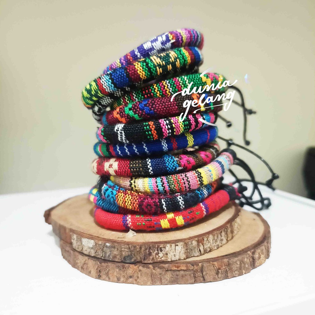 GELANG ETNIK TENUN SONGKET RAJUT KAIN MOTIF UNIK GROSIR LANGSUNG PENGRAJIN / DUNIA GELANG