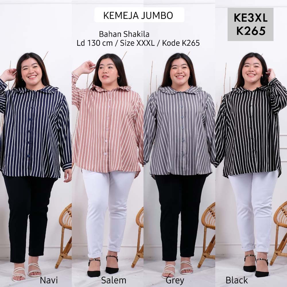 BIGCLO - (COD) LD 130cm Kemeja Wanita Jumbo Kode KE3XL Atasan Kemeja Bigsize