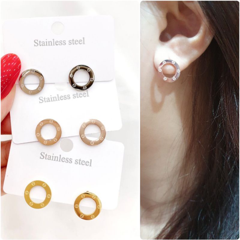Anting titanium asli anti karat anti alergi Stainless steel. import 006 tidak karatan