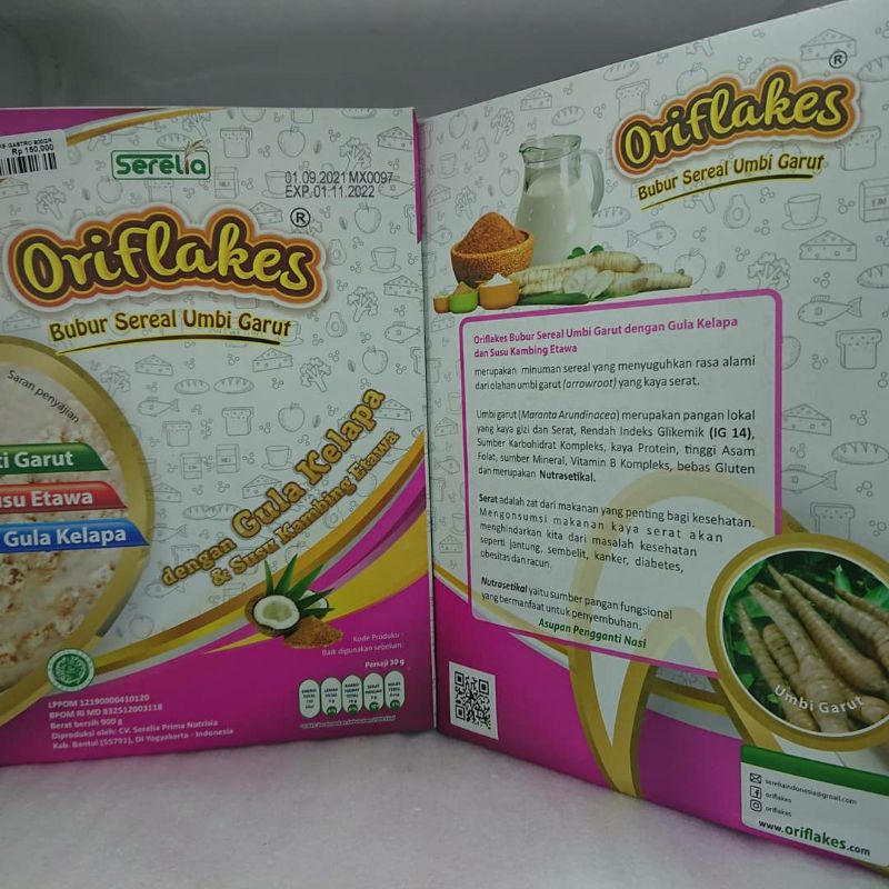 

Sereal Umbi Garut ORIFLAKES Gastro 900 gr untuk Lambung Maag Gerd Asam Lambung plus Gula Kelapa