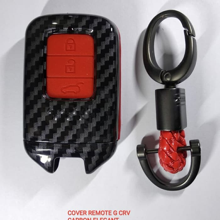 cover casing Kasing kunci remote mobil honda all new crv turbo motif carbon silikon merah